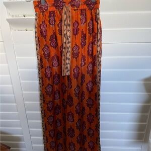Zimmerman Wylie wide leg ikat print silk pants orange size 0 NWOT